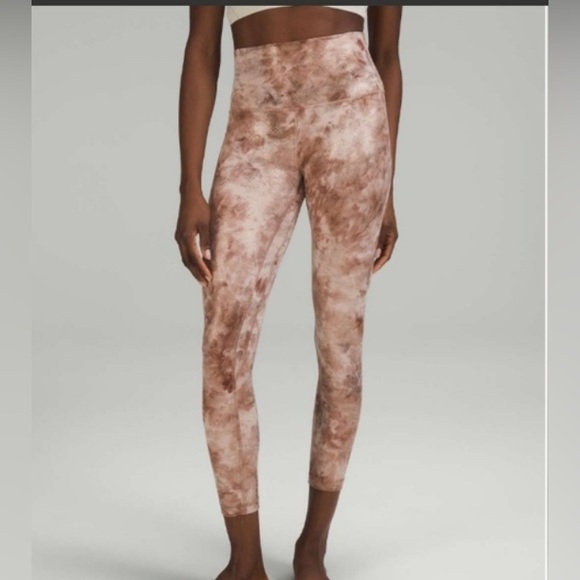 lululemon athletica Pants - Lululemon Align High Rise Nulu Pant Shine mid 23”Leggings Gold Brown Size 0